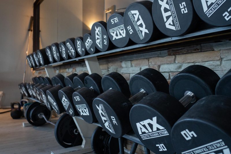 Kurzhantelablage mit ATX Hanteln im Fit-Inn Heldenbergen Nidderau